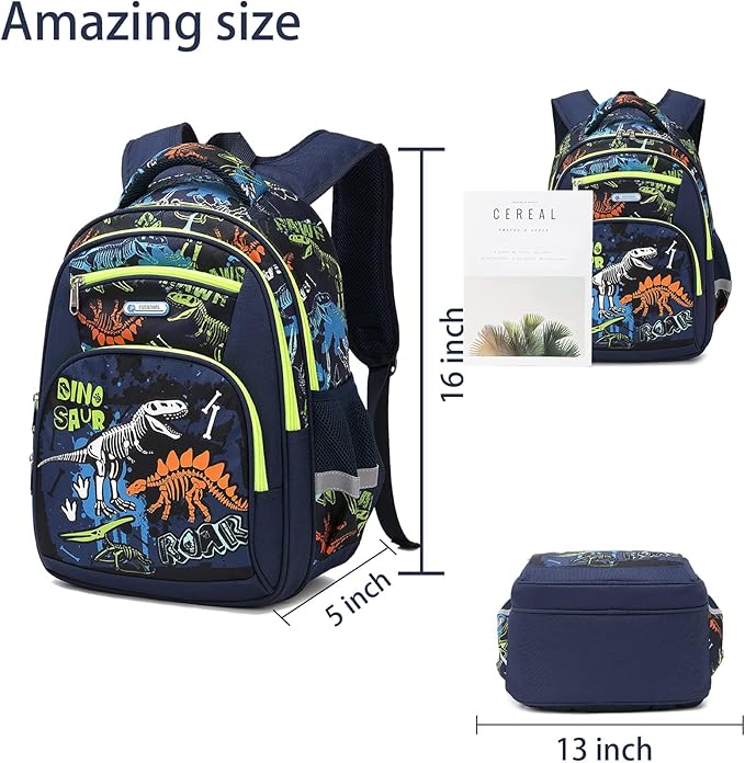 Cusangel Backpack for Boys Girls School Bookbags,Kindergarten Elementary Middle School Lightweight Waterproof Multifunctional Large Capacity for Backpack (16inch Luminous dinosaur)-CubbioJoy