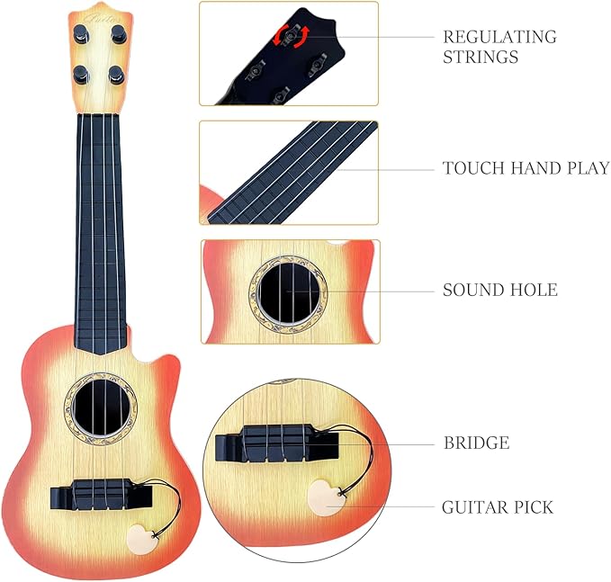 17inch Mini Guitar Toy, 4 Strings Guitar for Kids Musical Instrument Toys for Toddler Kids/Boys/Girls/Beginner.-CubbioJoy