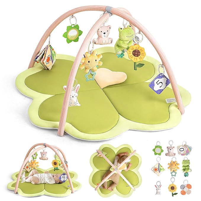 Baby Play Mat Activity Gym for Babies and Toddlers, Four-Leaf Clover Baby Play Gyms & Playmats for Babies-CubbioJoy