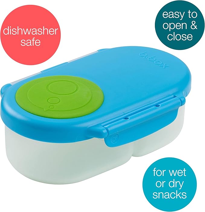b.box Snackbox | Mini Bento Lunch Box with 2 Leakproof Compartments | Ideal for Toddlers, Kids Lunch & Snacks | Fits Whole Piece of Fruit | BPA Free - Ocean Breeze-CubbioJoy