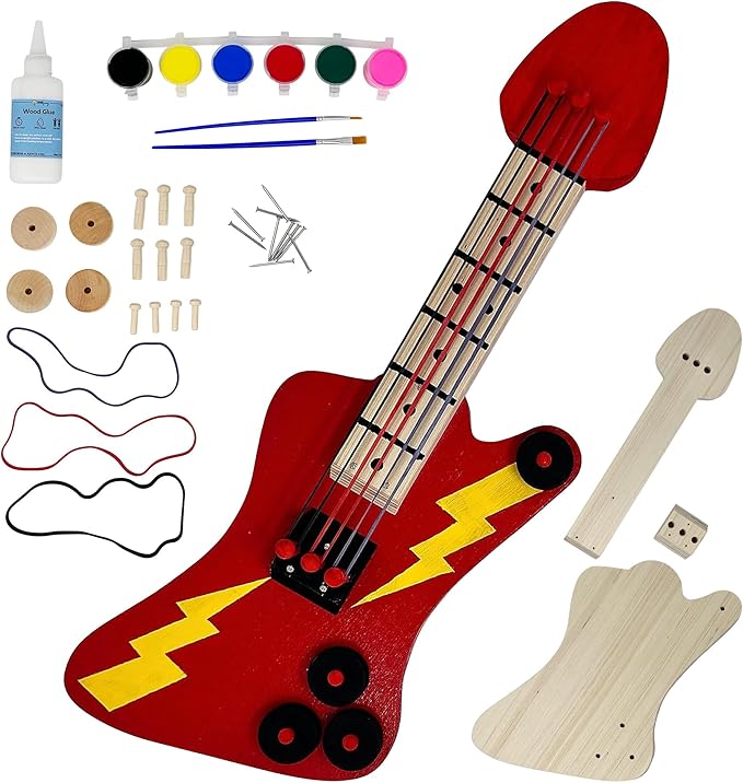 DIY Wood Building Kits, STEM Woodworking Kit for Kids, Creative Fun Craft Projects, Great Gift for Boys & Girls (Wooden Guitar, 1-Pack)-CubbioJoy