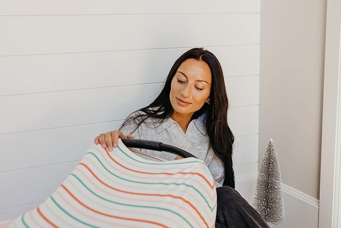 Copper Pearl Multi-Use Cover: Car Seat Covers, Nursing Cover, and Stroller Cover for Sun - Stretchy Fabric, All-Season Use, Stylish Designs, Easy Access for Moms - Tinsel-CubbioJoy