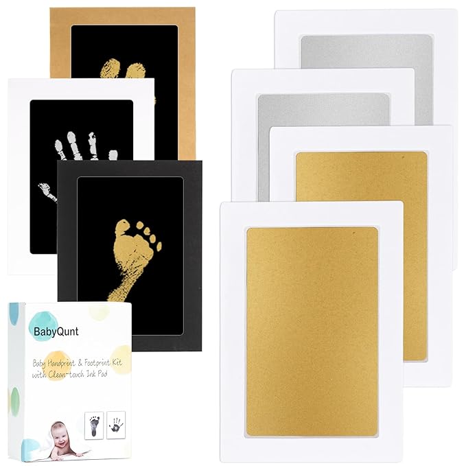 Inkless Baby Hand and Footprint Kit,Clean-Touch Ink Pad Kit,Safe No Mess Printing Infant Hand Foot Stamp,4 Pack Newborn Inkless Print Pads Best Keepsake or Gifts for Family-CubbioJoy