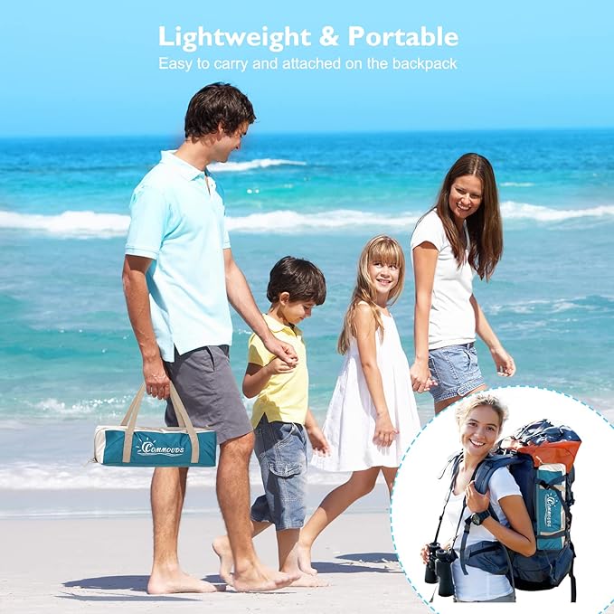 COMMOUDS Beach Tent Sun Shade for 3/4-5/6-7/8-10 Person, UPF 50+ Beach Sun Shelter Canopy Tent, Lightweight, Easy Set Up and Carry-CubbioJoy