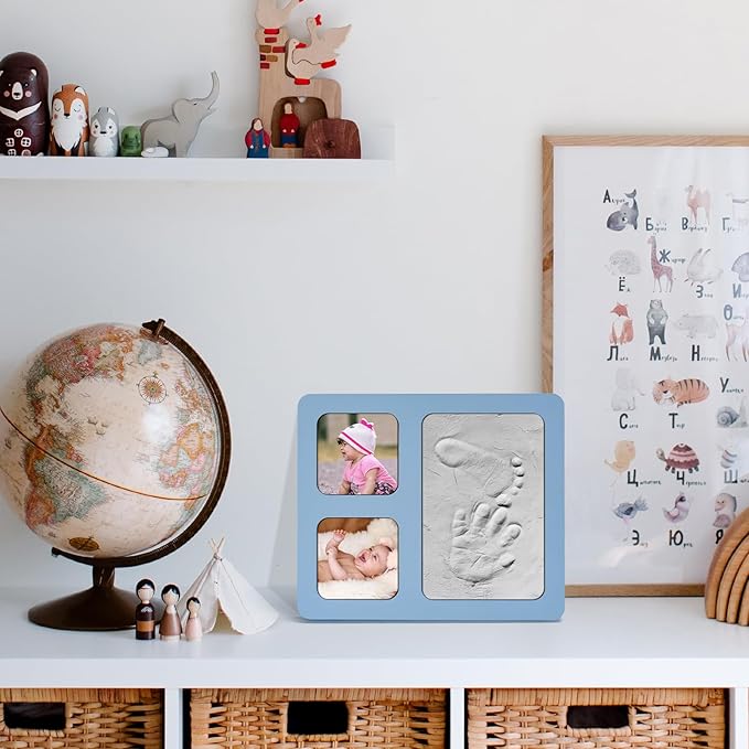 Baby Handprint and Footprint Kit, Blue Babies Keepsake 4x6 Clay Frame, for Record Newborn Footprints, Handprints or Pet Paw Prints-CubbioJoy