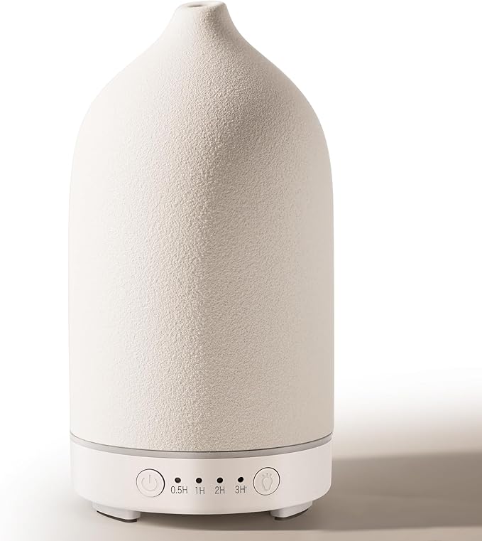 Diffuserlove Ceramic Essential Oil Diffuser 160ML for Room, Home, Bedroom - Aromatherapy Stone Diffuser White (Size: 6.8" H x 3.6" W)-CubbioJoy