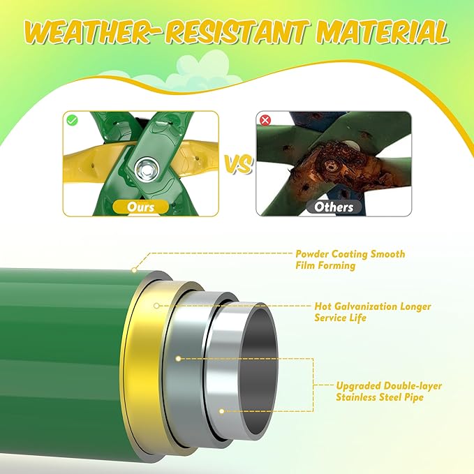 Climbing Dome, 10FT Dome Climber with Hammock & Swing for Kids 3-10, Kids Outdoor Jungle Gym Supports 1000lbs, Easy Assembly Playground Jungle Gym Backyard Play Equipment, Yellow+Green-CubbioJoy