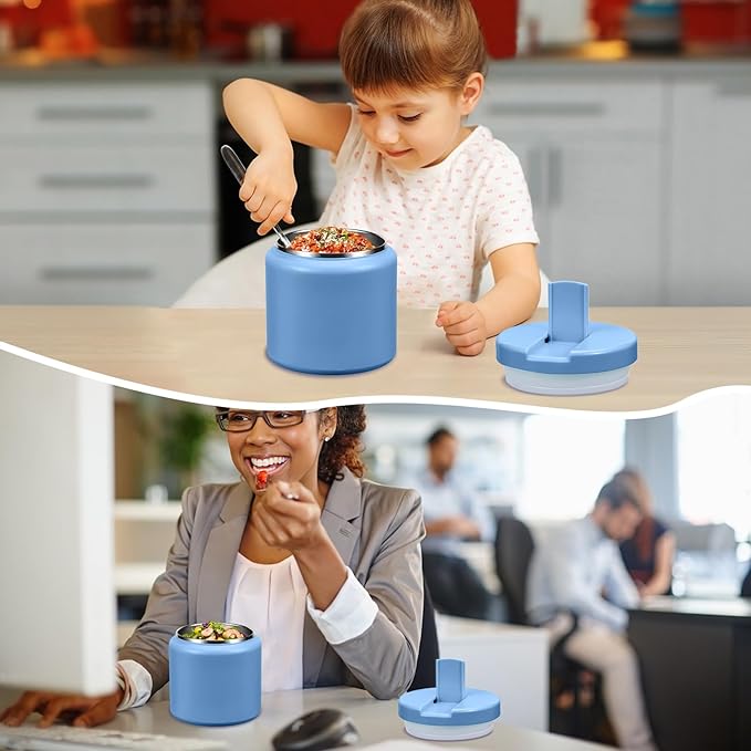 26oz Kids for Hot Food, Insulated Vacuum Food Jar with Buckle Lid, Stainless Steel Wide Mouth Leak Proof Insulated Lunch Container for School Picnic Travel, Sky Blue-CubbioJoy