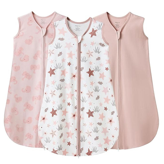 JELLYMONI Baby Sleep Sack 12-18 Months 0.5 Tog Wearable Blanket for Baby, 100% Cotton 3 Pack Infant Toddler Sleeping Sack Lightweight Soft 2-Way Zipper Sleepsack-CubbioJoy