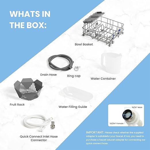 COMFEE' Countertop Dishwasher, Portable Dishwasher with 6L Built-in Water Tank, Mini Dishwasher with More Space Inside, 7 Programs, UV Hygiene& Auto Door Open, for Apartments, Dorms& RVs, White-CubbioJoy
