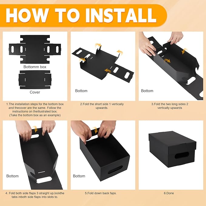 6PCS Photo Storage Box for 4"x6" Photos,10.2“ x 6.5“ x 4.7“ Picture Box Store and Protect Pictures,Documents Black-CubbioJoy