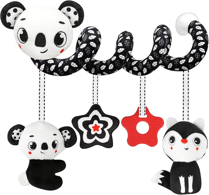 Black and White High Contrast Baby Toys - Sensory Infant Hanging Carseat & Stroller Toy for Newborns 0-6,6-12Months Perfect Easter Birthday & Baby Shower for Babies Boys Girls-CubbioJoy