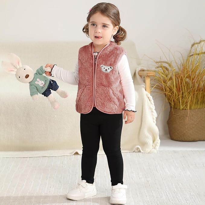 Baby Boys Girls Fleece Vest Zip Up Cute Bear Jackets Fuzzy Fall Winter Warm Clothes Newborn Outwear for Toddler Infant-CubbioJoy