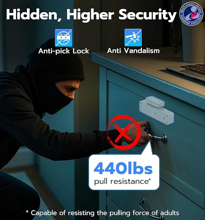 Anweller Baby Proofing Smart Cabinet Locks, Child Proof Hidden Drawer Locks, No Drill Adhesive Magnetic RFID Bluetooth Keyless Lock for Adults File Kitchen Cupboard Closet Liquor - White-CubbioJoy