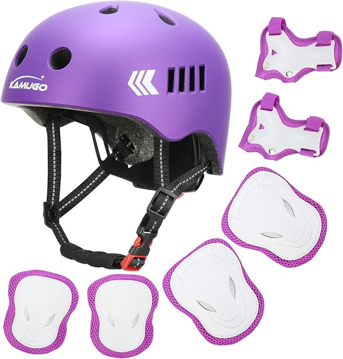 KAMUGO Kids Bike Helmet Set, Toddler Helmet for Ages 2-8 Boys Girls with Sports Protective Gear Set Knee Elbow Wrist Pads for Skateboard Cycling Scooter Rollerblading-CubbioJoy
