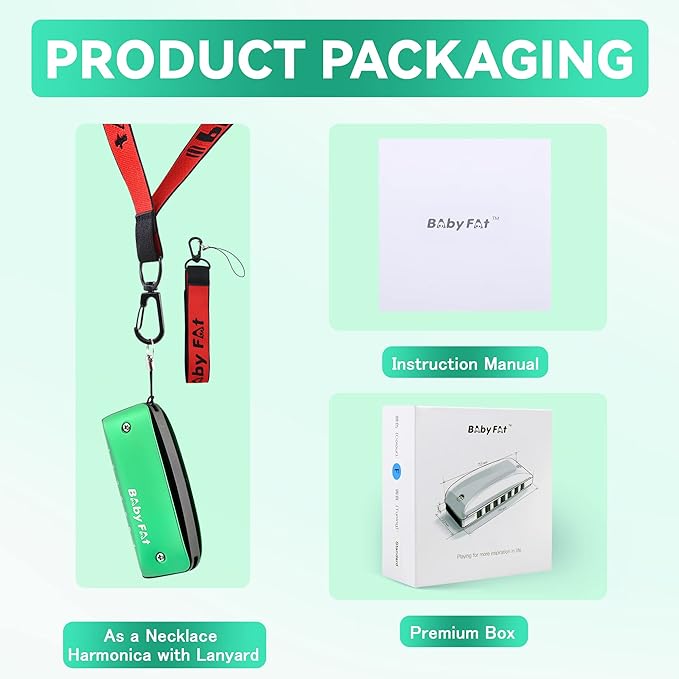 BabyFat 7 Hole Blues Mini Harmonica Set,Diatonic Harmonica with free lanyards,Easy-playing Musical Instrument(Key of F)-CubbioJoy