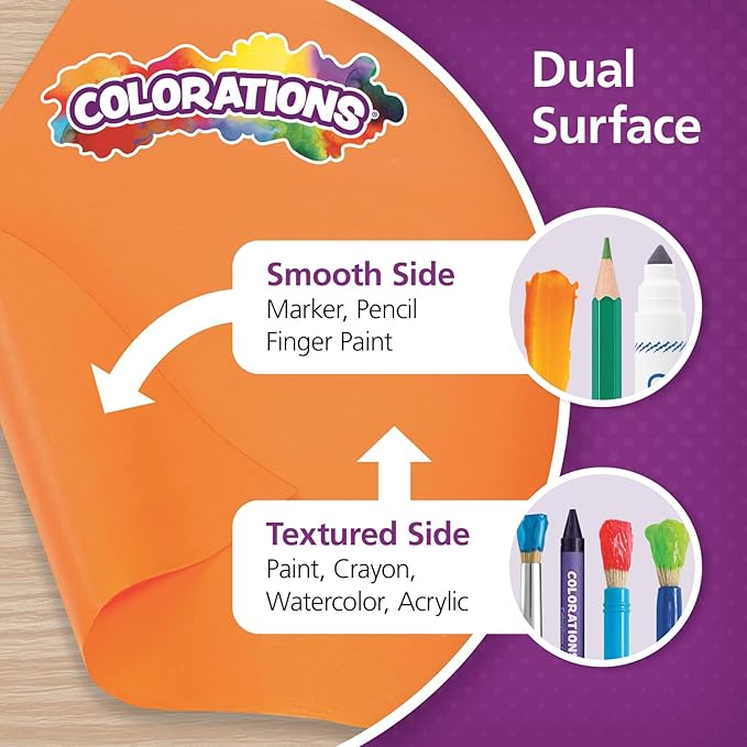 Colorations Arts and Crafts Paper Roll - Orange, Dual Surface, Finger Paints, Painting, Watercolors, Acrylic Paints, Wall Art, Bulletin Board Paper, Kids Crafts (Item # DSOR), 36" x 1000' (1 Roll)-CubbioJoy