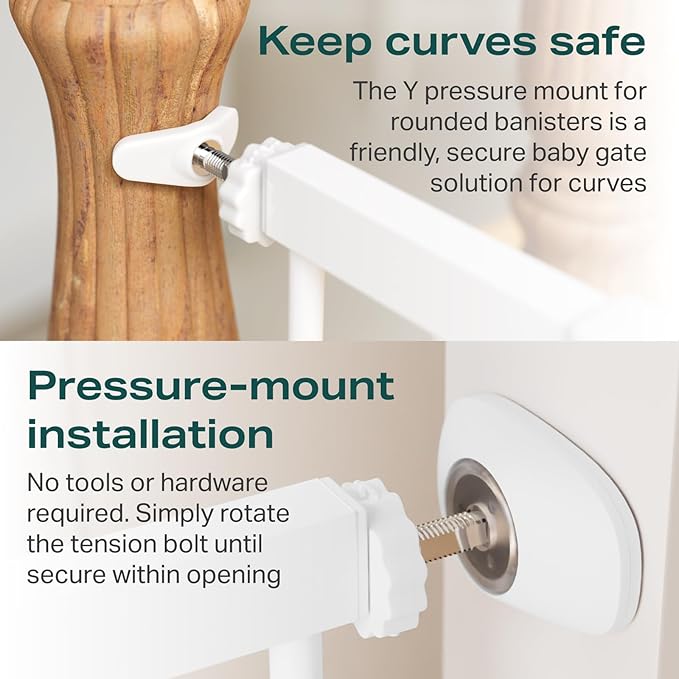 Cumbor 36" Extra Tall Baby Gate for Stairs, 29.7-57" Extra Wide Dog Gate for Doorways Hallways, Pressure Mounted Child Gate for Wide Opening, Auto Close Personal Safety for Babies and Pets, White-CubbioJoy