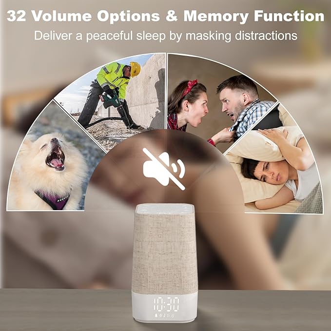 4-in-1 Sunrise Alarm Clock White Noise Sound Machine for Heavy Sleepers, Adults & Kids – Gentle Wake Up Light Alarm Clock with 30 Soothing Sounds, Dimmable Amber Breathing Night Light for Bedrooms-CubbioJoy