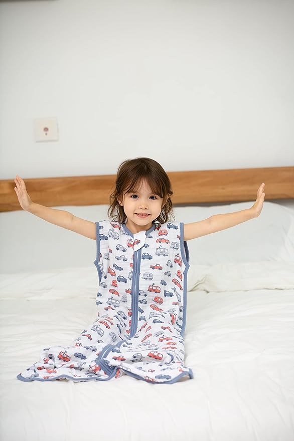 Baby Sleep Sack 0-6 Months Wearable Blanket for Babies 100% Organic Cotton 2-Way Zipper YKK 0.5 TOG Toddler Sleeping Sacks Cars-CubbioJoy