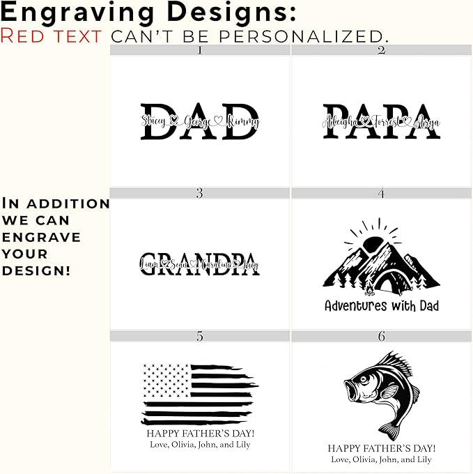 Dad Gifts from Son - Custom Engraved Wooden Box with Kids Names, Unique First Father's Day Gift Ideas, Customized Gifts for Dad for Christmas, Papa Grandpa Gift Fathers Day from Grandkids 11x8x4.75 in-CubbioJoy