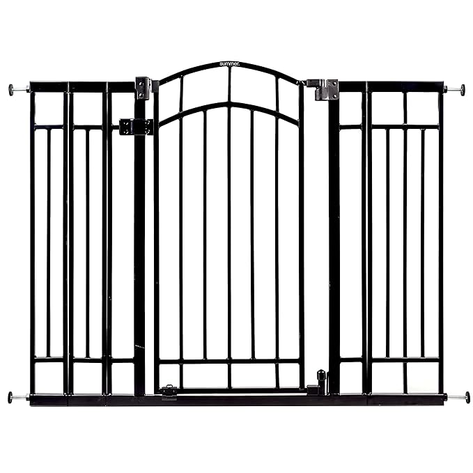 Ingenuity Multi-Use Decorative Extra Tall Walk-Thru Baby Gate, Fits Openings 28.5-48 Inch (Pack of 1), Black Metal, for Doorways and Stairways, 36' Tall Baby and Pet Gate, Black, One Size-CubbioJoy
