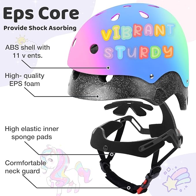 Color Gradient Adjustable Kids Bike Helmet Toddler Skateboard Helmets Boys Girls Child Ventilation Helmet for Multi-Sports Skating Cycling Scooter Balance-CubbioJoy