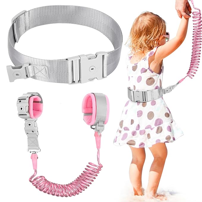 Accmor Reflective Toddler Belt Leash, Anti Lost Wrist Link for Baby, Kid Anti Lost Waist Band Child Leash with Lock for Babies Girls, Child Walking Harness Wristband Rope Tether for Outdoor Travel-CubbioJoy