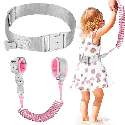 Accmor Reflective Toddler Belt Leash, Anti Lost Wrist Link for Baby, Kid Anti Lost Waist Band Child Leash with Lock for Babies Girls, Child Walking Harness Wristband Rope Tether for Outdoor Travel-CubbioJoy