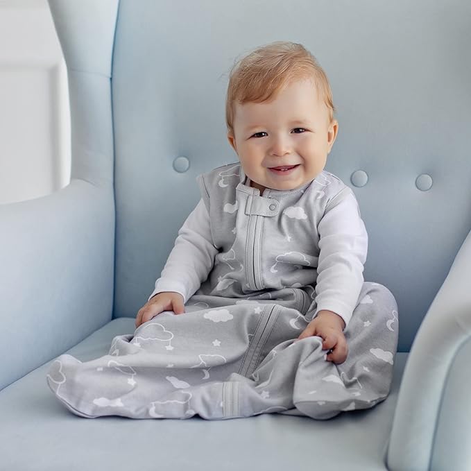 Baby Sleep Sack 1.0 TOG, Organic Cotton Baby Wearable Blanket with Two-Way Zipper, Swaddle Transition Baby Sleeping Bag, All-Season Sleep Sack for Newborn Infant Toddler Boy Girl, 0-6 Months, 1-Pack-CubbioJoy