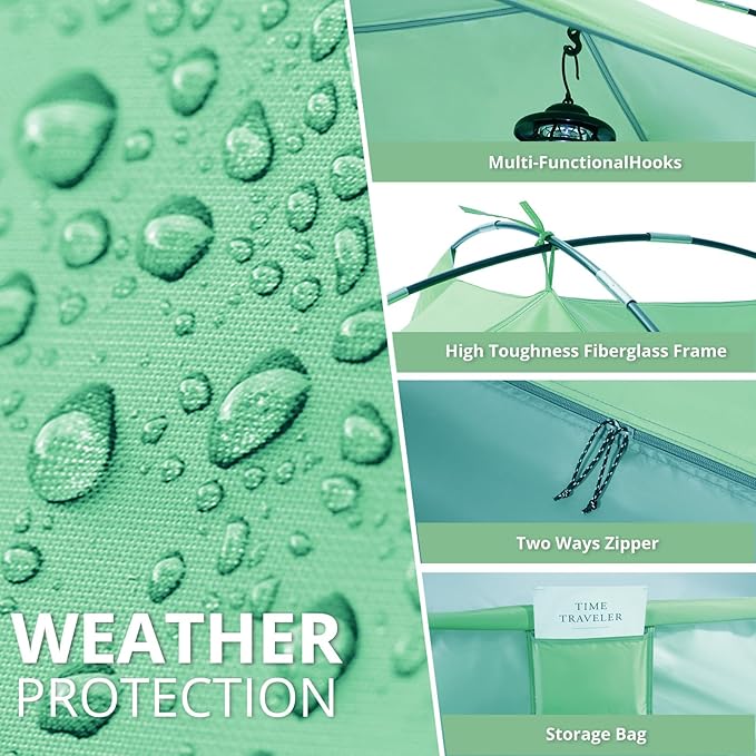 CAMEL CROWN Beach Tent UPF 50+ Sun Shelter for 2/3/5/6 Person, Lightweight Portable Sun Shade with Sand Anchor, Family Beach Day & Outdoor Adventures-CubbioJoy