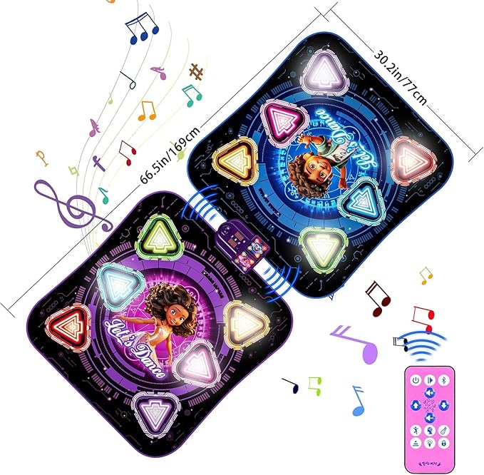 Dance Mat, 2025 Rechargeable Light-Up 2-Player Opposing Dance Pad with Bluetooth, 12-Button Music Dancing Toy, Christmas Birthday Gift for 3-12 Year Old Boys Girls-CubbioJoy