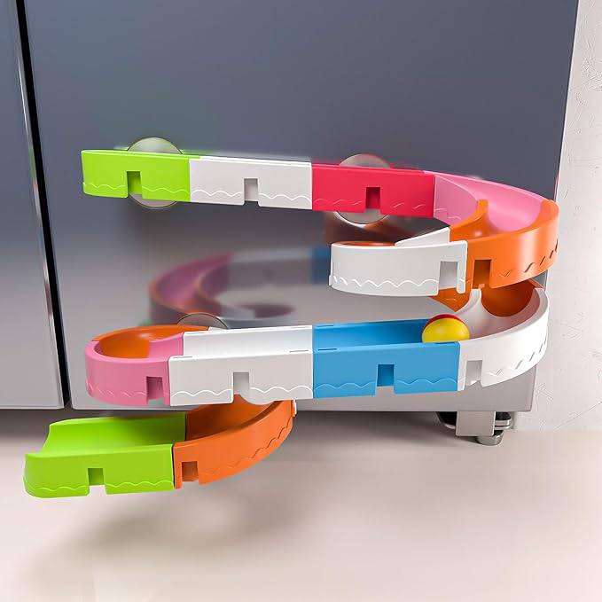 Baby Bath Toys for Toddler 1-3 3-5, Bathtub Shower Building Duck Slide Blocks Toy Marble Run Toys for Kids 1 2 3 4 5 Years Old Toddler Boys and Girls-CubbioJoy