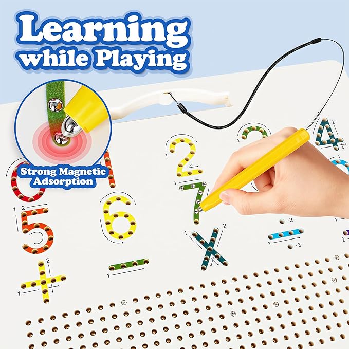 2 in 1 Magnetic Number Tracing Board, Magnetic Drawing Board Numbers 1-20 Writing Board Preschool Handwriting Learning Toys Alphabet & Math STEM Educational Toy for Toddlers Kids-CubbioJoy