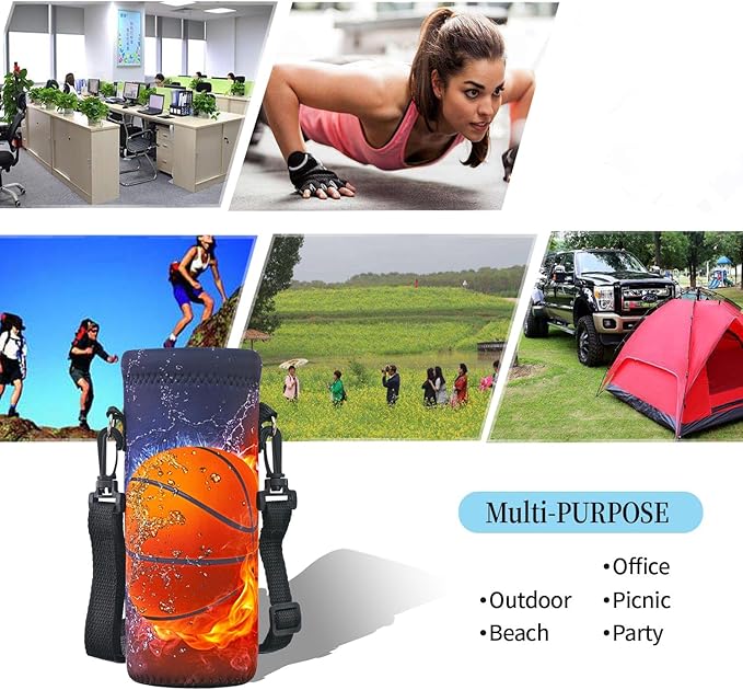RICHEN Neoprene Water Bottle Carrier Bag with Adjustable Shoulder Strap,Insulated Water Bottle Cover for Stainless Steel/Glass/Plastic Bottles-CubbioJoy
