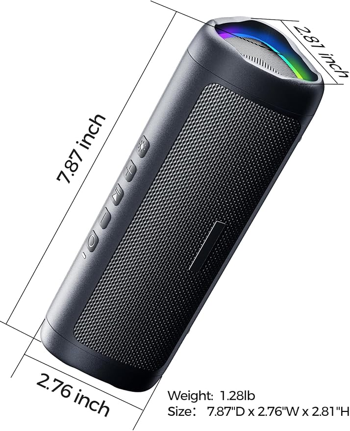 Bluetooth Speaker with HD Sound, Portable Wireless, IPX5 Waterproof, Up to 20H Playtime, TWS Pairing, BT5.3, for Home/Party/Outdoor/Beach, Stocking Stuffers, White Elephant Gifts for Adults (Black)-CubbioJoy
