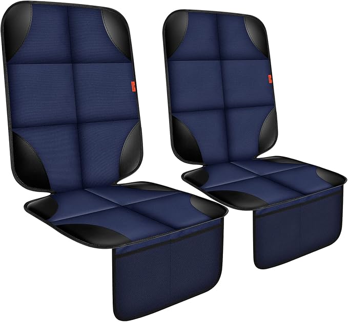 Car Seat Protector 2 Pack Car Seat Cushion Mat Thickest Padding,Waterproof 600D Fabric Car Seat Covers for Non-Slip Backing Mesh Pockets for Baby and Pet (Blue, 2 Pack)-CubbioJoy
