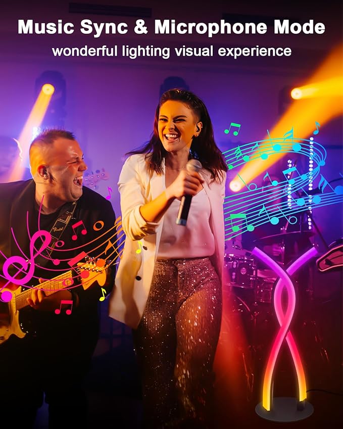 Daymeet LED Table Lamp, Modern Bedside Light Desk Nightstand Lamp RGBICW Color Changing Dimmable with Remote Music Sync Smart Bluetooth APP Control Night Light 5V USB Unique Desk Lamp for Bedroom Home-CubbioJoy