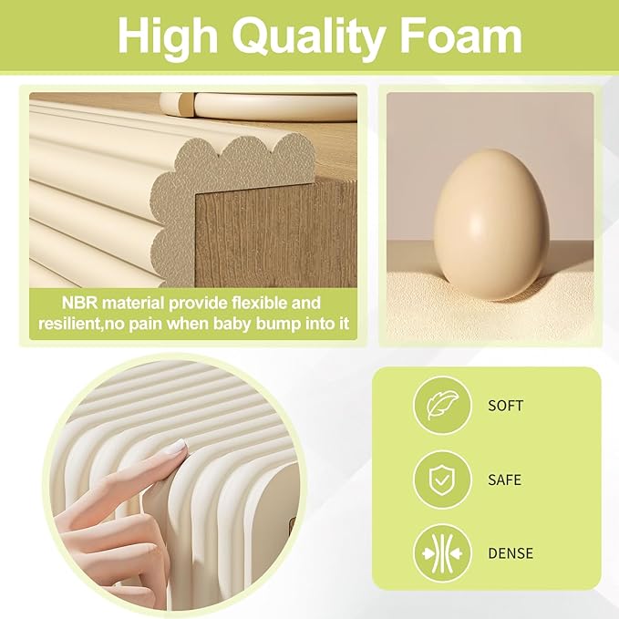 Baby Proofing Wall Corner Protector,Edge Guard Corner Protector,6.56ft Thinken Soft Corner Protectors Pre-Taped Soft Rubber Foam Edge Cushion for Furniture (Brown, 6.56Ft x 7.8" W x 0.47" Th)-CubbioJoy