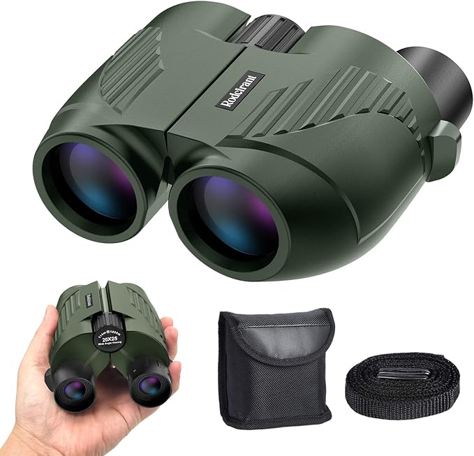 20X25 Compact Binoculars for Adults and Kids,Large Eyepiece Waterproof Binocular，Easy Focus Small Binoculars for Bird Watching,Hiking and Concert, Green-CubbioJoy