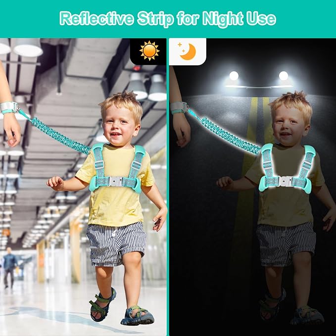 Accmor Toddler Harness Leash, Reflective Kid Harness with Anti Lost Wrist Link, Harness Leash for Toddlers, Child Walking Harness Kids Leash Wristband Belt with Lock for Baby Boys Girls to Outdoor-CubbioJoy