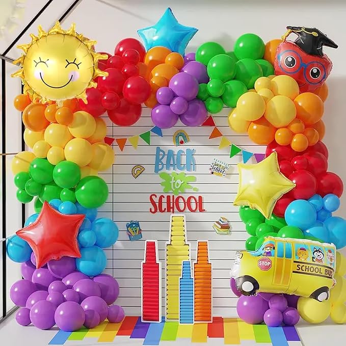 140pcs Rainbow Balloon Arch Kit, Rainbow Balloons of Different Sizes Pack of 18 12 10 5 Inch Party Balloon Kit for Birthday Party or Balloon Arch as Graduation Wedding Baby Shower Party Decorations-CubbioJoy