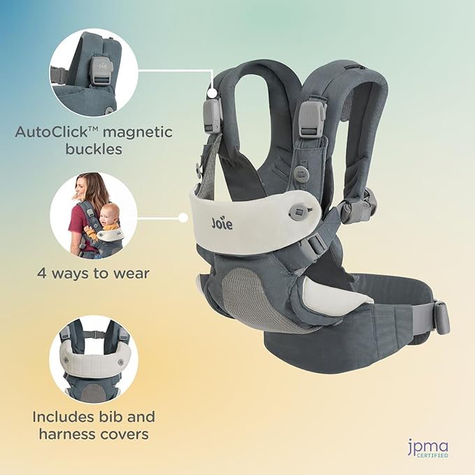 Joie Savvy Baby Carrier – Ergonomic, Adjustable Baby Carrier with 4 Carry Positions, Padded Shoulder Straps and Lumbar Support (Marina)-CubbioJoy