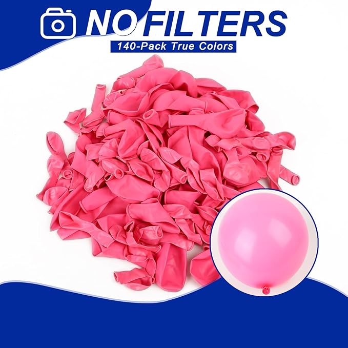 140pcs Dark Pink Round Balloons Different Sizes 18 12 10 5 Inch Latex Balloons for Arch Decoration Party Balloon Kit for Graduation Birthday Party Wedding Balloon Baby Shower Decoration-CubbioJoy