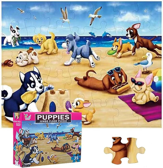 Jumbo Floor Puzzle for Kids, Large Jigsaw Puzzles 35 Piece for Kids Ages 3-5,Preschool Learning & Education Toys, Gifts for 4-8 Year Old Boys and Girls (Dog Animals)-CubbioJoy