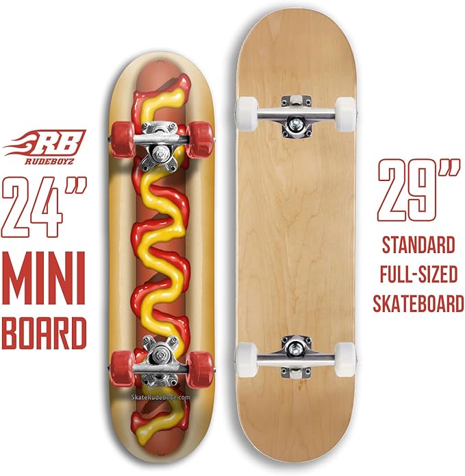 24 inch Rude Boyz Mini Cruiser Skateboard - Aluminium Trucks - Kids Skateboard Ages 5-8 Beginner - Skateboards for Kids-CubbioJoy