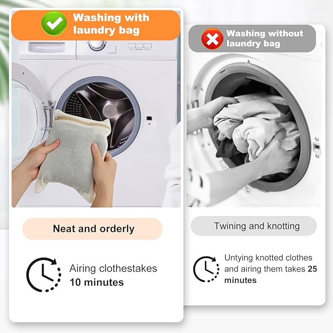 4 Piece Small, Durable Organic Cotton Mesh Laundry Bag with Strong Zipper and Breathable Mesh, Delicate Laundry Bag for Underwear, Clothes, Pants and Socks-CubbioJoy