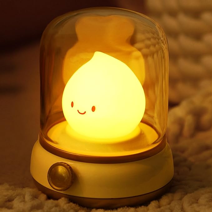 Cute Campfire Lamp, Portable LED Camping Lantern, Rechargeable, Dimming, Candle Lights & Night Light 2 Mode, Table Bedside Lamps, Nightlight for Kids Room, Halloween Decor-CubbioJoy