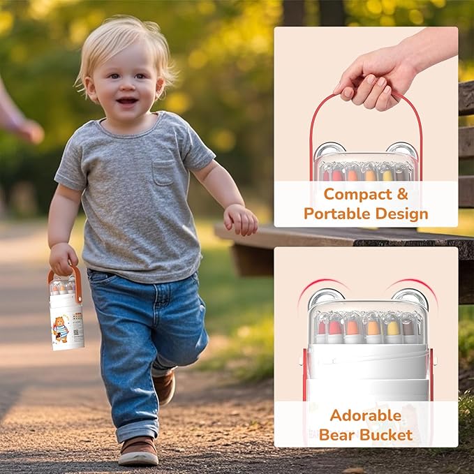 24 Color Twist Crayons for Toddlers 1-3 and Kids 4-8, Non-Toxic Washable Crayons 2-4, Ultra-Silky Easy-Grip Art Supplies, Ideal Coloring Gift for Boys and Girls-CubbioJoy