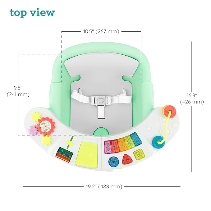 Infantino Music & Lights 3-in-1 Discovery Seat and Booster - Convertible Booster, Infant Activity Seat and Feeding Seat with Electronic Piano for Sensory Exploration, for Babies and Toddlers, Mint-CubbioJoy
